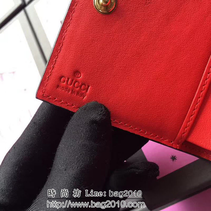 GUCCI古馳 歐洲正品原單 padlock系列 最新款短皮夾 453155 紅色壓花全皮 WTG1195